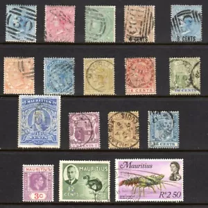 MAURITIUS STAMPS #33//354 — (17) VARIOUS ISSUES - 1863 - USED - Picture 1 of 2