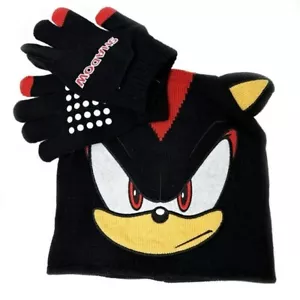 Set guanti cappello berretto invernale Sonic Shadow The Hedgehog bambini ragazzi autentici sega - Foto 1 di 2