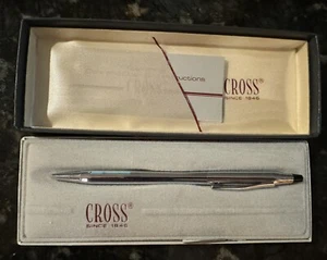 Vintage Cross Ball Point Pen Silver Tone WIth Box & Instructions - Picture 1 of 2