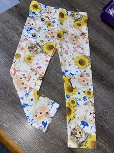 Vintage lol Sz 5t Girls Sunflower Kitty Cat Leggings Nwt Birthday Christmas - Picture 1 of 5