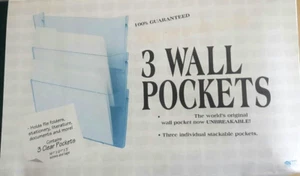 Deflect-o 63601 3 x Wall Partition Pockets Mountable A4 Stackable Acrylic B471 - Picture 1 of 2