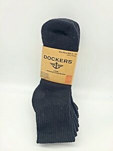 Dockers Mens Cushioned Casual Soft Cotton Blend 1/4 Black Socks 4-Pair Size 6-12
