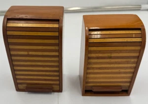 Rollladenschrank Miniatur Karteikarten Zigarettenspender Streichholz  Holz alt - Bild 1 von 9