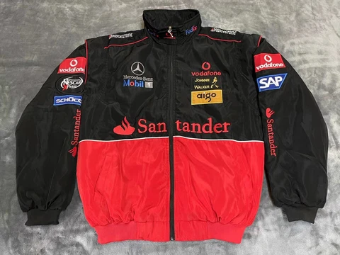 Unisex Adults F1 Team Racing Benz Jacket Red Embroidery Cotton Padded Cover