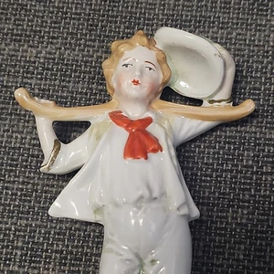 Antique German Porcelain Figurine Boy with Hat & Stick – c1900s MoiUnique - Picture 1 of 16