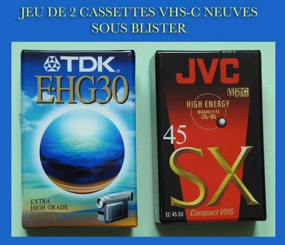 JEU DE 2 CASSETTES VHS-C NEUVES SOUS BLISTER - Photo 1/3