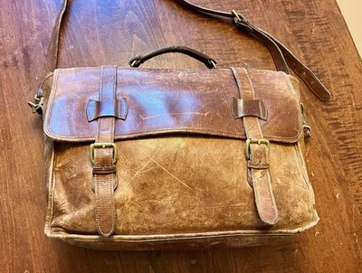 Maletín Bolso de Campo Mensajero de Cuero ORVIS De Colección - Propietario Original - LEER Foto 1 de 4