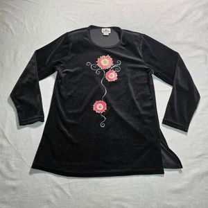 Camicia tunica vintage Y2k anni 90 velluto a costine donna grande superline nera Buffy Slayer - Foto 1 di 9