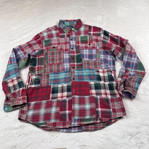 Vintage Polo Ralph Lauren Flanellhemd Large Sport Cody Patchwork Knopfleiste - Bild 1 von 10