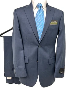NEW Jos. A. Bank Travelers Tailored Fit Blue Wool Flat Front Suit Size 37R NWT - Picture 1 of 16