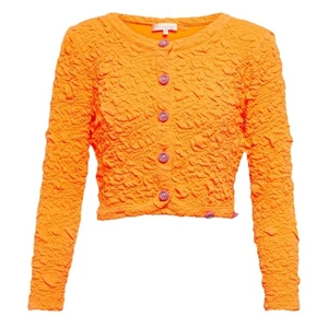 LoveShackFancy Senina Crinkle Cardigan Womens M Medium Orange - Picture 1 of 9