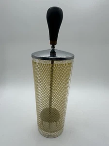 Vintage Mid Century Glas Hand Cocktail Mixer - gelbes Gittermuster - Bild 1 von 7
