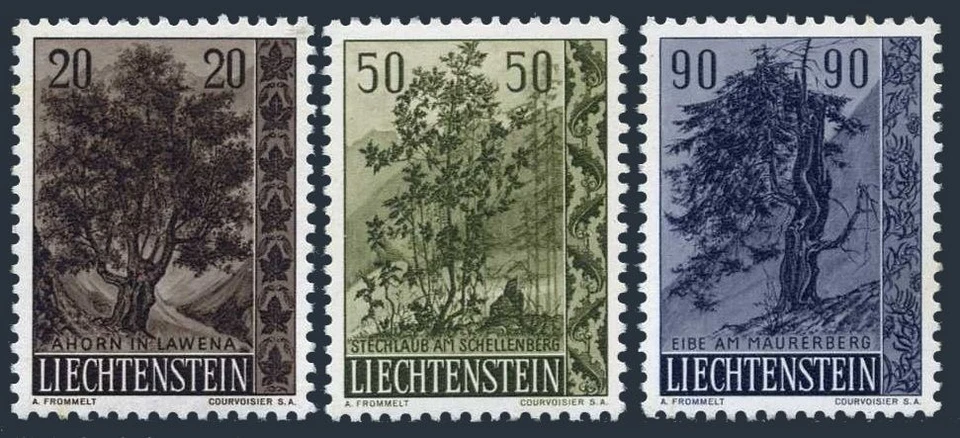 Liechtenstein 326-328,MNH.Michel 371-373. Tree-Bush,1958.Maples at Lawena,Holly - Image 1 of 1