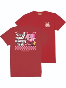 Love More Worry Less - Heart - Valentine - Adult T-Shirt (US, Alpha, XX-Large, - Picture 1 of 2