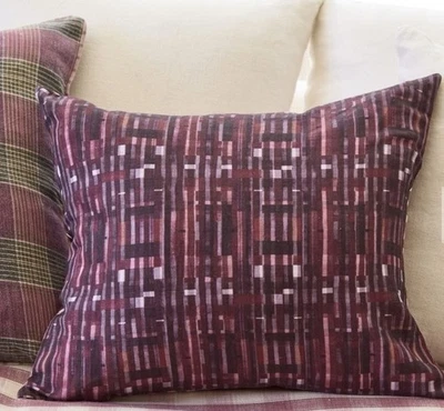 New GreenRow Good Girl Gone Plaid Pillow Cover Purple/Red 17” x 20” - Image 1 of 4