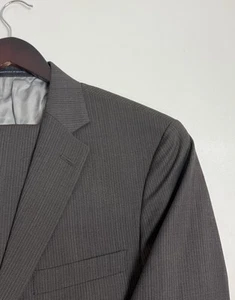 Hart Schaffner Marx Gray Striped Wool Suit Size 42 R #211 - Picture 1 of 10