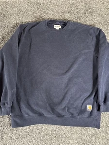 Sudadera Carhartt Vintage Cuello Redondo Talla XL Azul Marino K186 Gruesa Peso Pesado - Imagen 1 de 5