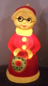 Vintage Union Mrs. Santa & Kranz Weihnachten Tischplatte Blasform 14" beleuchtet RAR - Bild 1 von 13