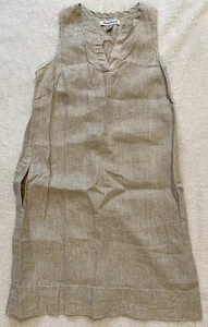 Tommy Bahama Damen Leinen Kleid XS ärmellos Etuikleid Taschen beige leicht - Bild 1 von 12