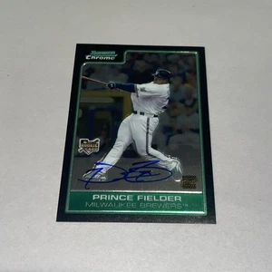 Prince Fielder 2006 Bowman Chrome Rookie Auto B #221 Milwaukee Brewers RC - Picture 1 of 2