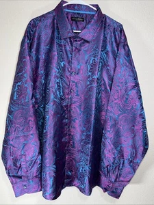 Barry.Wang Hemd Größe 4XL Herren Paisley Blume gewebte Seide normale Passform - Bild 1 von 5