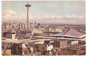 1960's SPACE NEEDLE Seattle Washington PHOTO POSTCARD Union Pacific Railroad - Picture 1 of 2