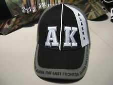 Alaska AK Cap Hat / Huge Raised Embroidered Letters Black & Gray Adjustable OSFM