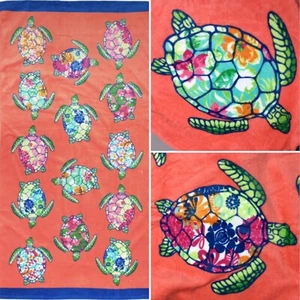 Cynthia Rowley Sea Turtle Beach Towel Hawaiian Tropical Floral Pool Spa Honu - Picture 1 of 9