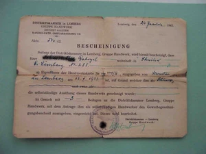 Occupation of UKRAINE 1942 LWOW Galicia, RARE Certificate. WWII Germany document - Picture 1 of 2