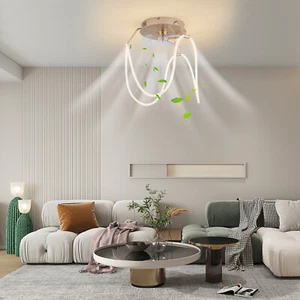 14in LED Ceiling Fan Flush Mount Enclosed Ceiling Fan w/ Light & Remote Control - Picture 1 of 14
