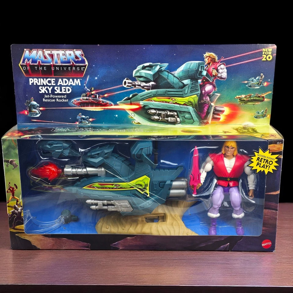 Figura de acción Masters of Universe Origins Prince Adam Sky Sled MOTU Retro 2020 Foto 1 de 4
