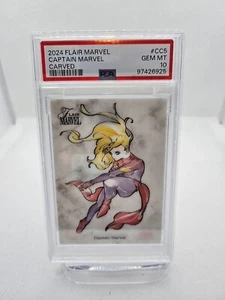 2024 Flair Marvel #cc5 Capitán Marvel gema tallada MT PSA 10 - Imagen 1 de 2
