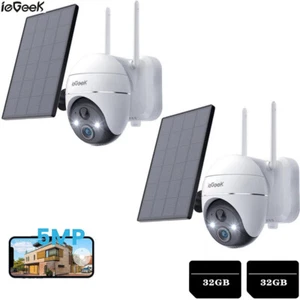 2x Überwachungskamera 5MP 9000mA rechargeable battery Zwei-Wege-Audio +32G Karte - Bild 1 von 9