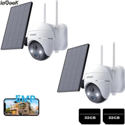 2x Überwachungskamera 5MP 9000mA rechargeable battery Zwei-Wege-Audio +32G Karte - Bild 1 von 4
