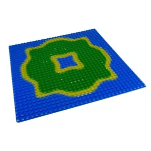 1x Lego Bau Platte 32x32 Insel grau bedruckt blau grün gelb Wasser 3811pb02 - Bild 1 von 1