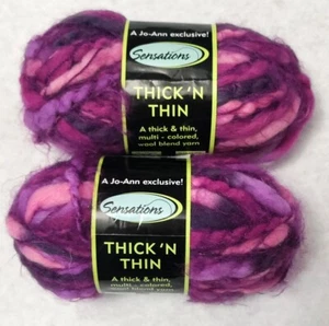 (2) Sensations Thick' n Thin Yarns - Purple Color - Wool Blend Knit Fiber Art - Picture 1 of 4