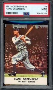 1961 Golden Press #4 Hank Greenberg PSA 9 Detroit Tigers HOF Baseball Card