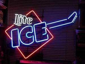 Rare Original MILLER Lite Ice Guitar Beer Neon Sign  comes with stand & metal tr - Picture 1 of 8
