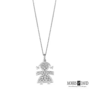 Collana bambina diamanti naturali 0,14 carati oro bianco 14 carati G SI 18'' - Foto 1 di 1
