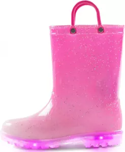 Toddler Light up Rain Boots for Girls Boys Waterproof Rain Boots with Handles Ou - Picture 1 of 7