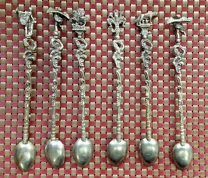 6 ~ Antico vintage ~ Emblema unico ~ Argento ~ Cucchiai da tè DA VEDERE!!! #2 - Foto 1 di 6