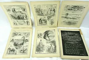 LOTE 6 grabados en placas de libro grabados ilustraciones deportivas y de vida de la década de 1890 - Imagen 1 de 8
