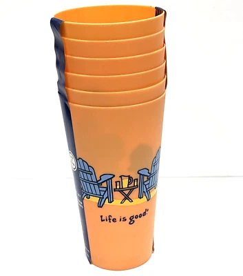 Life Is Good Cups Tumblers Plastic Shatter Resist Beach Chair Orange 34 Oz6 Pc  - Image 1 of 4
