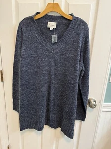 Linea by Louis Dell'Olio XL Pullover Pullover lang V-Ausschnitt blau A259108 neu - Bild 1 von 11