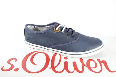 S.oliver Women Lace-up Sports Shoes Sneakers Blue, Rubber Sole New! - Image 1 of 4