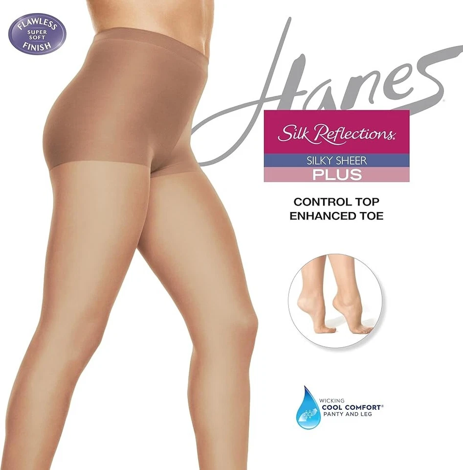 Pantimedias Hanes Plus Silk Reflections Sedosas Transparentes Control Top - elige la talla de color Foto 1 de 1
