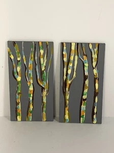 2 pinturas en miniatura abedul árboles tendencia arte de pared escala 1:12 casa de muñecas moderna - Imagen 1 de 2