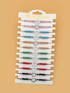 12pcs Heart & Beaded Decor Colorful Bracelet Fashion Jewelry Accessories for - Picture 1 of 5