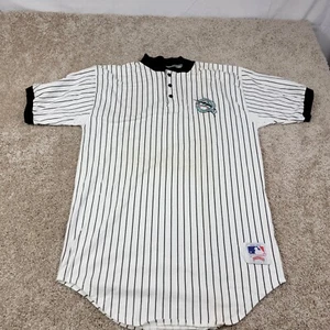 Florida Marlins Mens Size Large Tall Nutmeg Mills MLB Baseball Jersey Pinstripe - Picture 1 of 8