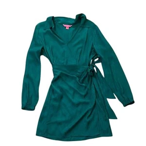 Lilly Pulitzer Green Nicolina Wrap Dress Womens Size 12 Animal Jacquard Print - Picture 1 of 14